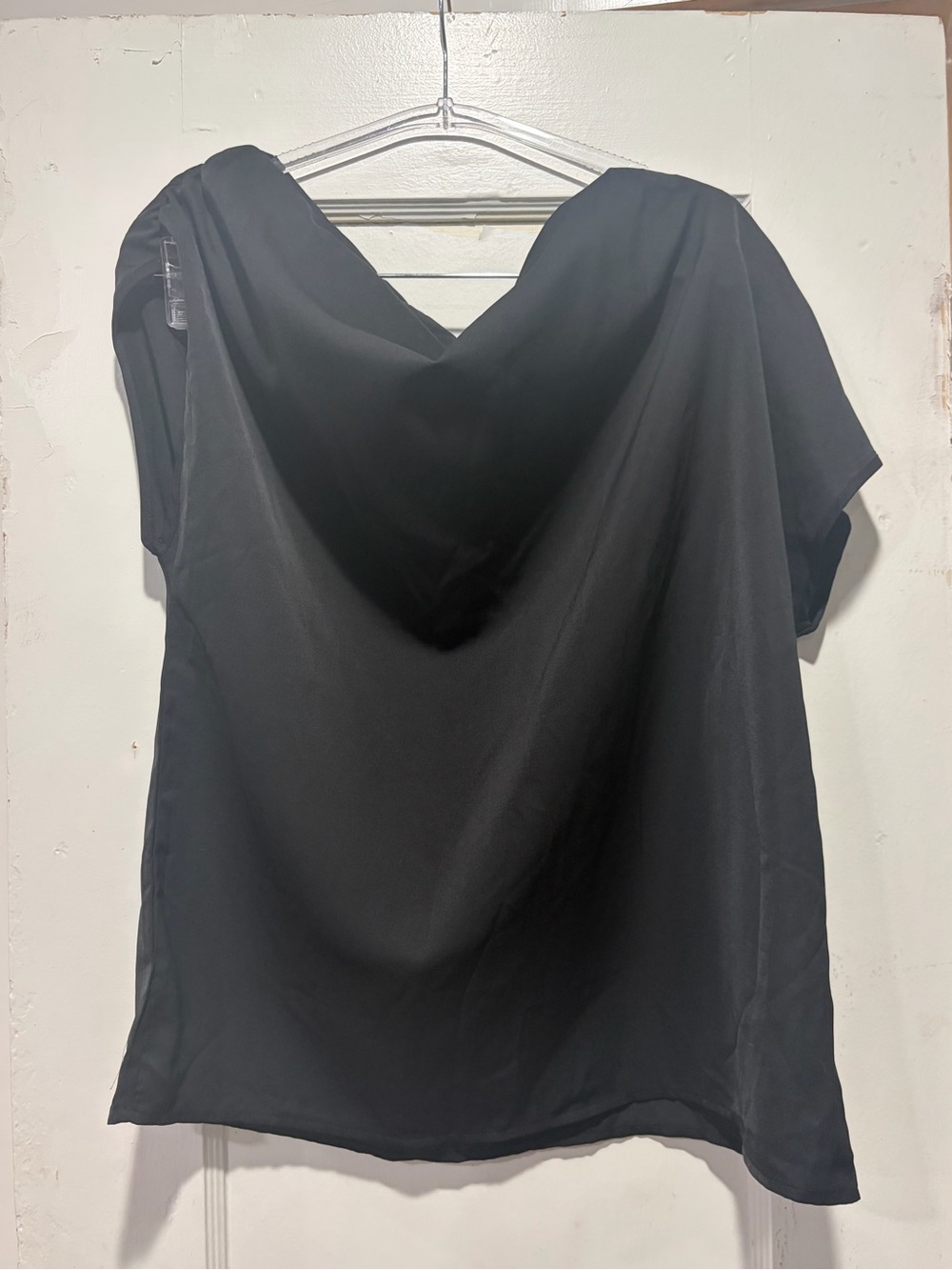 SHEIN Black Cowl Neck Short Sleeve Blouse